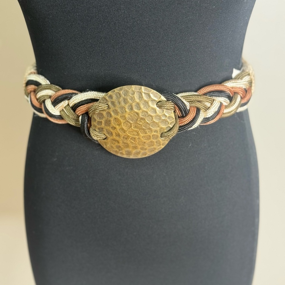 Braided Multicolor Belt with Gold Buckle